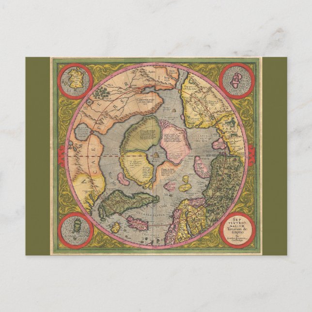 Antike Nordpol-Karte Postkarte (Vorderseite)