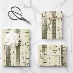 Antike Notenblätter, antike Partitur 1810 Geschenkpapier Set