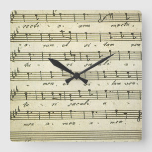 Antike Notenblätter, antike Partitur 1810 Quadratische Wanduhr