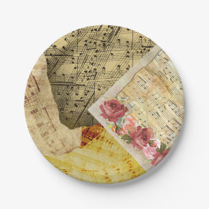 Antike Notenblätter Musikalische Noten Klavier Ros Pappteller