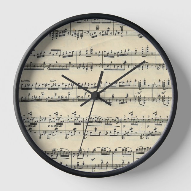 Antike Notenblätter Uhr (Vorderseite)