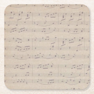 Antike Notenblattnote Musiker musikalisch Rechteckiger Pappuntersetzer