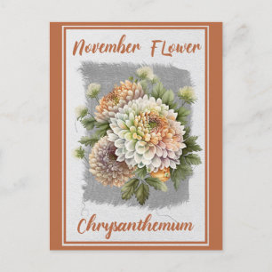 Antike November-Blume Chrysantheme Floral Postkarte