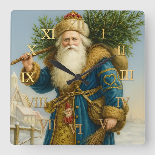 Antike Olde World Quadratische Wanduhr (Vorderseite)
