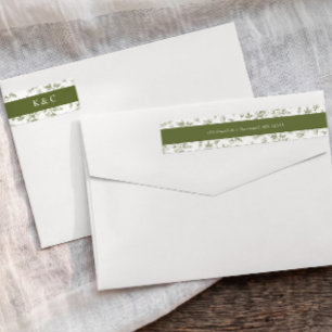 Antike Oliven Grün Toile Hochzeit Rücksendeadresse
