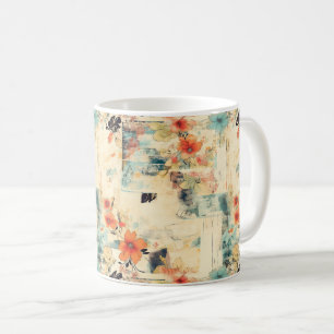 Antike Orange Blaue Blumenephémère Kaffeetasse
