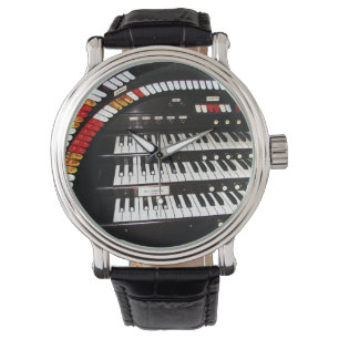 Antike Organ-Tastatur-Armbanduhr, Lederband Armbanduhr
