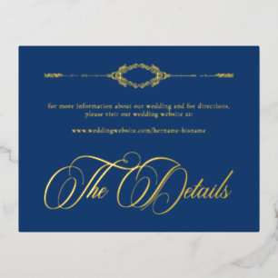 Antike Ornamentale Blaue Gold-Rollen Gotische Hoch Folieneinladung