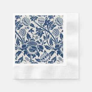 Antike ornamentale Floral weiß auf navy Serviette