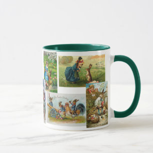 Antike Osterhasen-Postkarten-Tassen-Collage Tasse