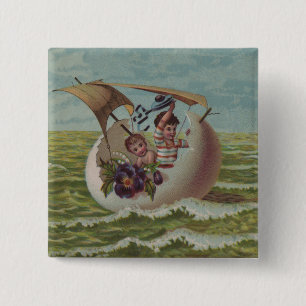 Antike Osterkarte Segelndes Ei Kinder Button