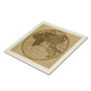 Antike Osthemisphäre-Karte Williams Faden 1786 Fliese