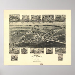 Antike panoramische Karte aufgehende Poster