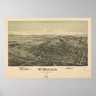 Antike panoramische Karte McDonald Pennsylvania Poster