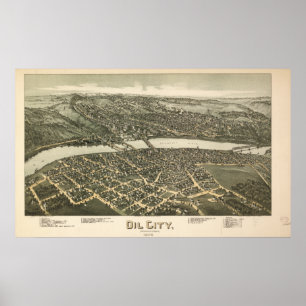 Antike panoramische Karte Öl-Stadt-Pennsylvanias Poster