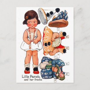 Antike Papierpuppe Kleines Mädchen Pamela Postkart Postkarte