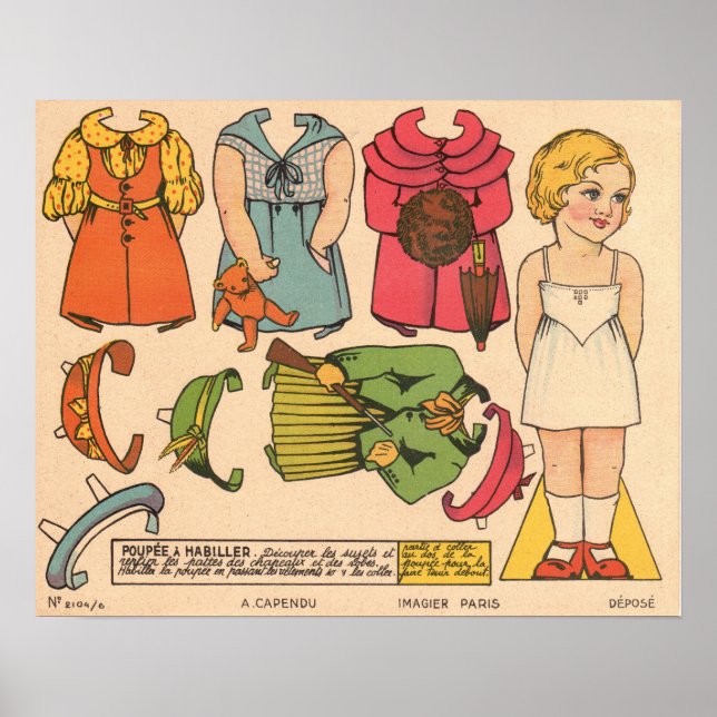 Antike Papierpuppe  Poster (Vorne)
