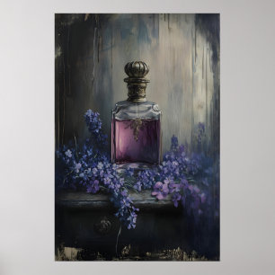 Antike Parfümflaschen-Kunst Romantische Blumen Poster