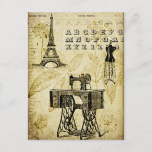 Antike PARIS Eiffelturm Kleiderpuppe Postkarte