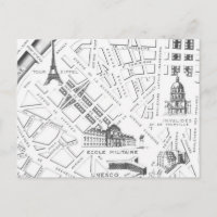 Antike Paris Karte B&W Postkarte