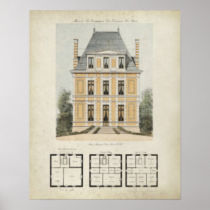Antike Pariser Architekturzeichnung Frankreich Nr. Poster