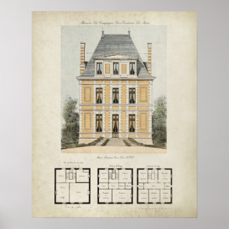 Antike Pariser Architekturzeichnung Frankreich Nr. Poster