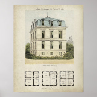Antike Pariser Architekturzeichnung Frankreich Nr. Poster