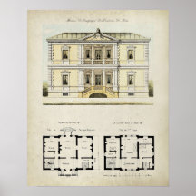 Antike Pariser Frankreich-Architekturzeichnung Nr.