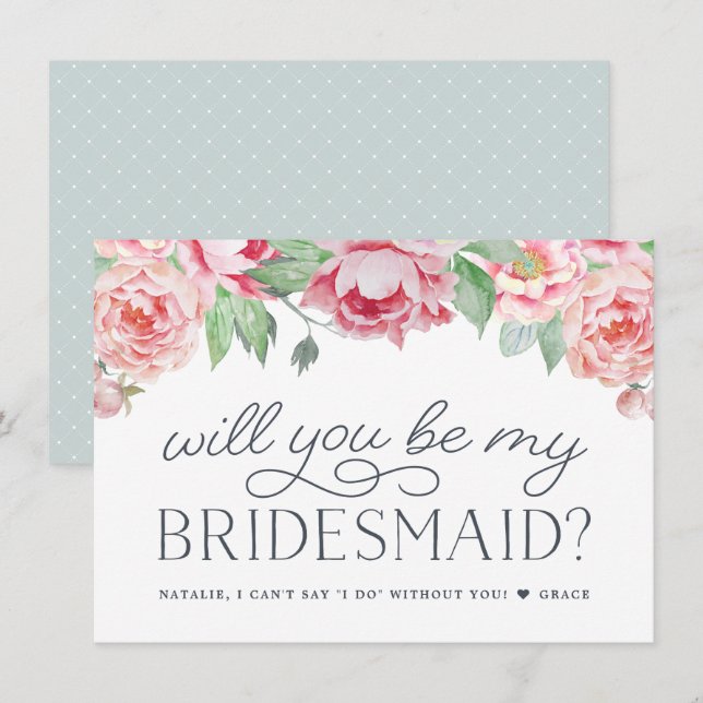 Antike Peony | Werden Sie meine Bridesmaid-Karte s Einladung (Vorne/Hinten)