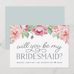 Antike Peony Werden Sie meine Bridesmaid-Karte s Einladung