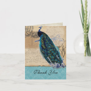 Antike Pfau Vintage Hochzeits Dankeskarten Dankeskarte