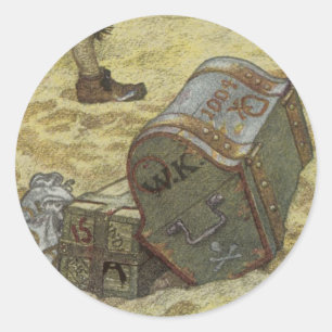 Antike Piraten, William Kidd vergräbt einen Schatz Runder Aufkleber