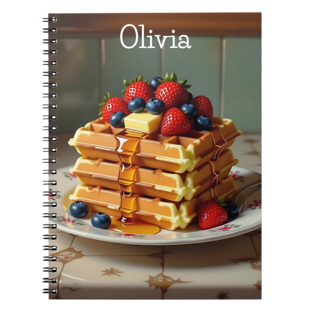 Antike Platte mit Waffeln und Erdbeeren  Notizblock (Vorderseite)