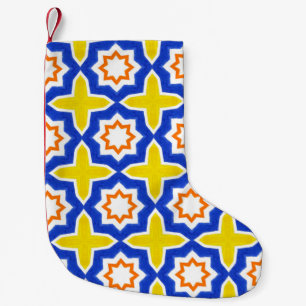 Antike portugiesische Fliesen. Blauer und gelber A Kleiner Weihnachtsstrumpf