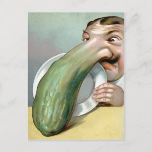 Antike Postkarte mit Gurkennase