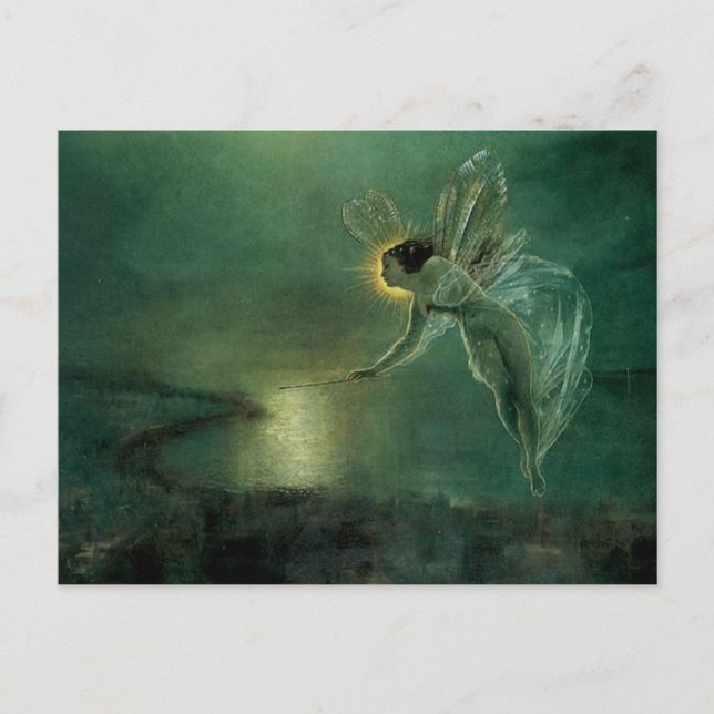 Antike Postkarte mit lichter Fee (Vorderseite)