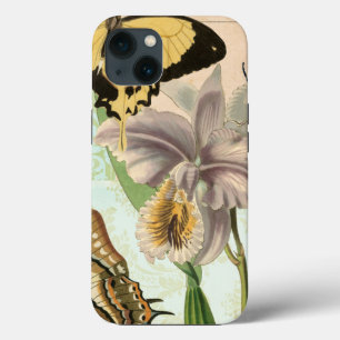 Antike Postkarte mit Schmetterlingen und Blumen iPhone Hülle