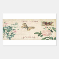 Antike Postkarte Rosa Rose & Schmetterling Scrapbo
