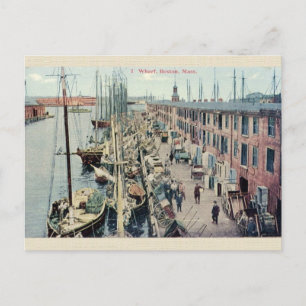 Antike Postkarte vom Bostoner Wharf