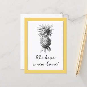 Antike Postkarte zur Umzugsankündigung mit Ananas-