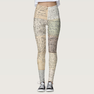 Antike Postkarten Der Vintage französische Hinterg Leggings