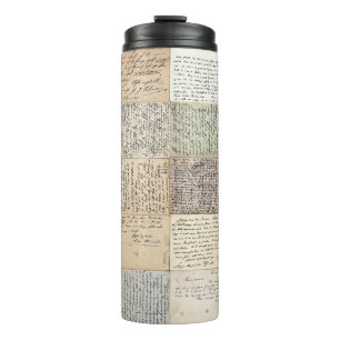 Antike Postkarten Der Vintage französische Hinterg Thermosbecher