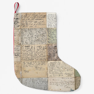 Antike Postkarten Französischer Vintage-Hintergrun Kleiner Weihnachtsstrumpf