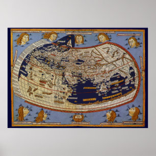 Antike Ptolemaic Weltkarte, Johannes von Arnsheim Poster