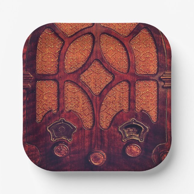 Antike Radiokunst Deko Kathedrale braun Pappteller (Vorderseite)