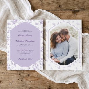 Antike Rahmen Lavendel-Lila Toile-Foto-Hochzeit Einladung