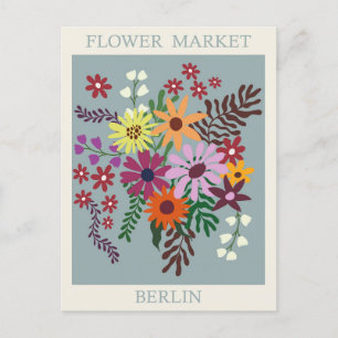 Antike Reise nach Berlin Deutschland Blumenmarkt Postkarte