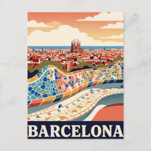 Antike Reise-Postkarte Barcelona Spanien Postkarte