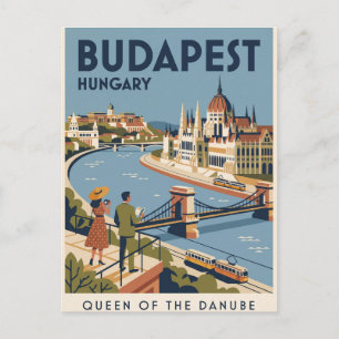 Antike Reise-Postkarte Budapest Postkarte