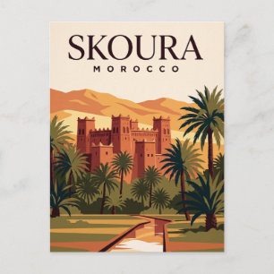 Antike Reise-Postkarte Skoura Marokko Kasbah Postkarte